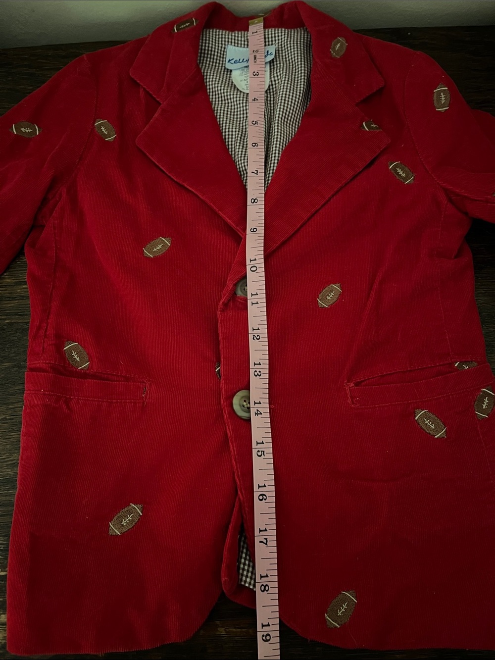Kelly’s Kids Red Light Corduroy Blazer Jacket Football Embroidery Size Small 5-6 - Picture 16 of 16